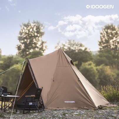 IDOOGEN Double Door Cotton Tippy Pro Extension S Camping Tent for 2–3 people [Brown]