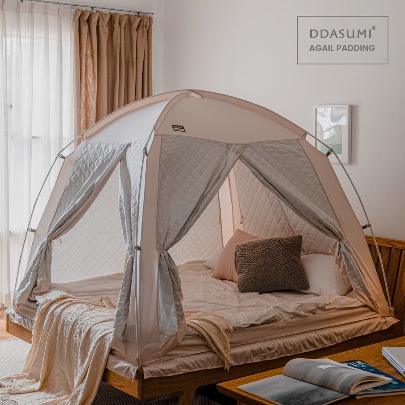 DDASUMI Signature Argyll Indoor warm and cozy sleep bed tent for 2-3 person size (Queen bed) S-PE Pole [Pink]