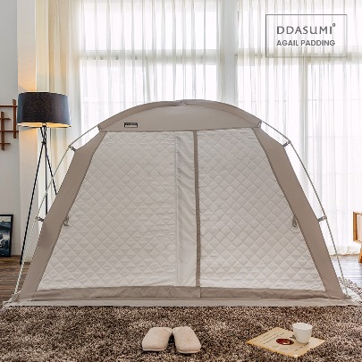 DDASUMI Signature Argyll Indoor warm and cozy sleep bed tent for 1-2 person size (Twin bed) S-PE Pole [Gray]
