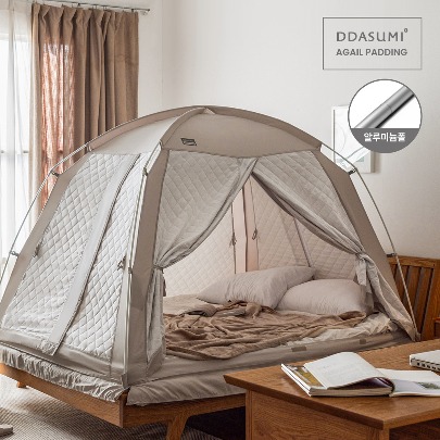DDASUMI Signature Argyll Indoor warm and cozy sleep bed tent for 2-3 person size (Queen bed) Aluminum Pole [Gray]