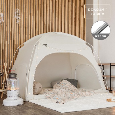 DDASUMI Fabric Indoor warm and cozy sleep bed tent for 2-3 person size (Queen bed) Aluminum Pole [Ivory]