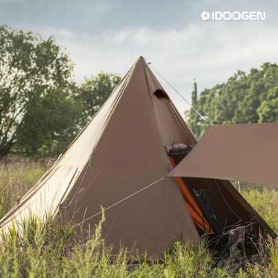 IDOOGEN Double Door Cotton Tippy Pro L Camping Tent for 5 people [Brown]