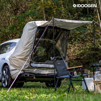 IDOOGEN MOBILITY BASIC+ urethane Car Tent Shelter Docking Stealth Tail Trunk Car Tent L [Warm Gray]