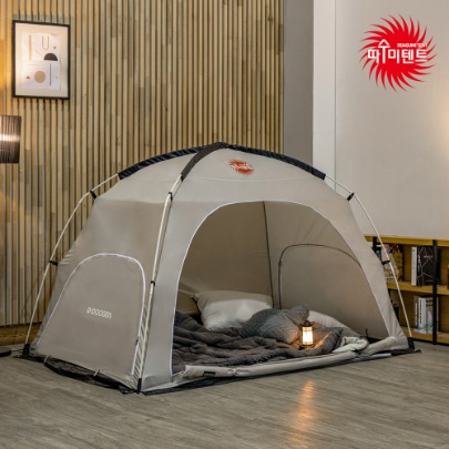 DDASUMI Premium Indoor warm and cozy sleep bed tent for 2-3 person size (Queen bed) S-PE Pole [Brown Gray]