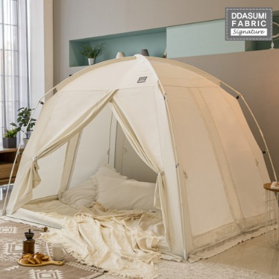 DDASUMI Signature Indoor warm and cozy sleep bed tent for 1-2 person size (Twin bed) S-PE Pole [Ivory]