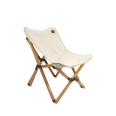 Mild Wood Canvas Chair Foldable Portable [Ivory]