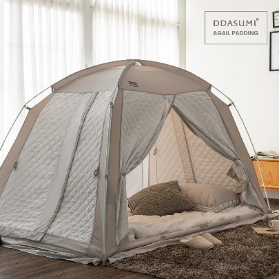 DDASUMI Signature Argyll Indoor warm and cozy sleep bed tent for 2-3 person size (King bed) S-PE Pole [Gray]