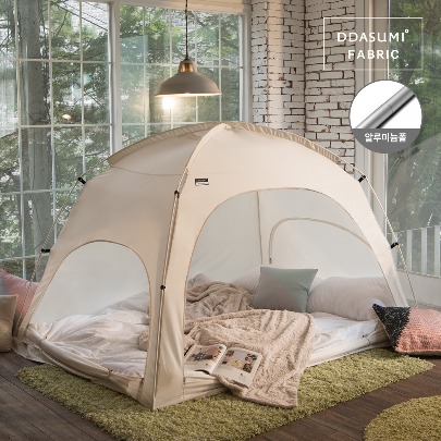 DDASUMI Fabric Indoor warm and cozy sleep bed tent for 2-3 person size (King bed) Aluminum Pole [Ivory]