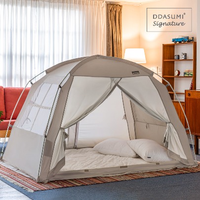 DDASUMI Signature Cozy Room Indoor warm and cozy sleep bed tent for 2-3 person size (Queen bed) S-PE Pole [Gray]
