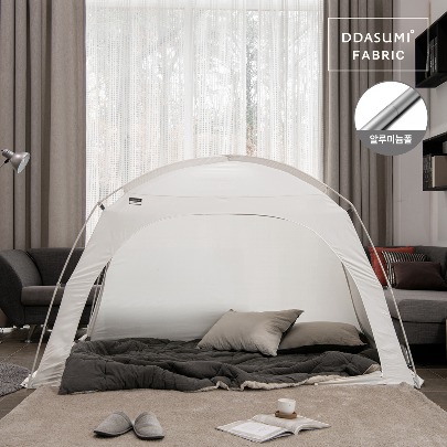 DDASUMI Fabric Indoor warm and cozy sleep bed tent for 1-2 person size (Twin bed) Aluminum Pole [Ivory]