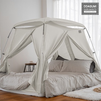 DDASUMI Suite TC Indoor warm and cozy sleep bed tent for 2-3 person size (Queen bed) Aluminum Pole [Ivory]
