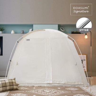 DDASUMI Signature Indoor warm and cozy sleep bed tent for 1-2 person size (Twin bed) Aluminum Pole [Ivory]
