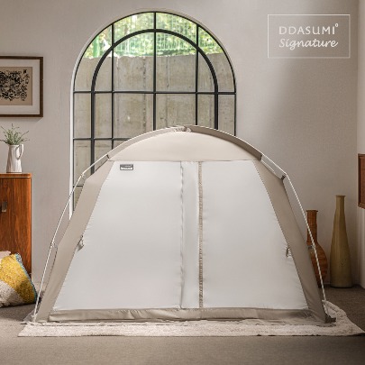 DDASUMI Signature Indoor warm and cozy sleep bed tent for 1-2 person size (Twin bed) S-PE Pole [Gray]