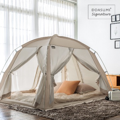 DDASUMI Signature Indoor warm and cozy sleep bed tent for 2-3 person size (Queen bed) S-PE Pole [Gray]